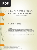 Letter of Order, Request, and Executive Summary