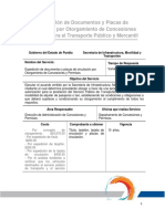 Expedicion de Documentos y Placas de Circulacion Por Otorgamiento de Concesiones Permisos para El Transporte Publico y Mercantil