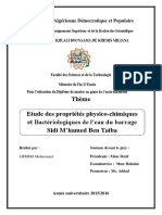 Etude Des Propriétés Physico-Chimiques Et Bactériologiques de L%u2019eau Du Barrage Sidi M%u2019hamed Ben Taiba PDF