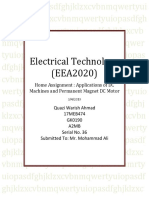 Electrical Technology (EEA2020) : Home Assignment: Applications of DC Machines and Permanent Magnet DC Motor