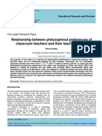 Relationship Between Philosophical Preferences of Classroom Teachers and Their Teaching Styles