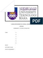 Laboratort Report of General Chemistry (CHM 420) : Experiment 2: Water of Hydration