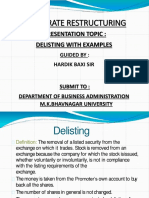 Corporate Restructuring: Presentation Topic: Delisting With Examples