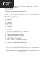 Questions 14-19: Example: Paragraph A: VIII