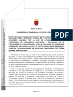 Orden de 16 de Enero de 2019 de La Consejería de Educación, Juventud y Deportes