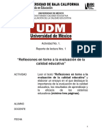 Reporte de La Lectura Evaluación de La Calidad Educativa 2019