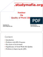 Seminar On Quality of Work Life: Submitted To: Submitted by