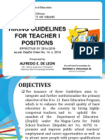 Hiring Guidelines For Teacher I Positions: Alfredo E. de Leon