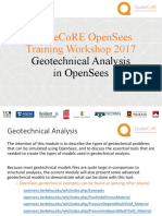 Quakecore Opensees Training Workshop 2017: Geotechnical Analysis in Opensees