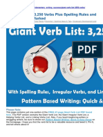 Giant Verb List: 3,250 Verbs Plus Spelling Rules and Irregular Verbs Marked