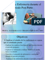 Cuidado de Enfermería Durante El Periodo Post Parto