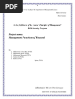 Project Name: Management Functions of Bisconni