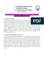 Seasonal Rainfall Performance of June To August 2015