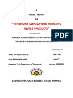 "Customer Satisfaction Towards Nestle Products": A Project Report ON