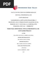 Análisis de La Situación Financiera y Propuesta de Un Presupuesto Maestro en El Periodo 2015 y 2016 para La Corporación Pesquera Icef Sac - Chimbote PDF