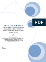 Research Paper: The Effectiveness of Group Discussion Techniques in Language Teaching, in The Class Room