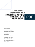 Factors Affecting The Rate of Reaction: Lab Report Experiment No. 8