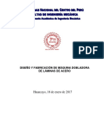 Huancayo, 16 de Enero de 2017: Diseño Y Fabricación de Máquina Dobladora de Láminas de Acero