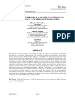 The Effects of Mergers & Acquisitions On Financial Performance: Case Study of Uk Companies