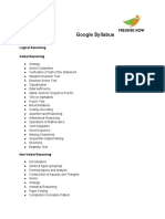 Google Syllabus: Logical Reasoning Verbal Reasoning