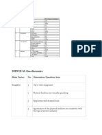 SERVQUAL Questionnaire: Main Factor No. Dimension/Question Area