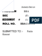 Name A Program Bba Sec (F) ROLL NO. BBA02183319