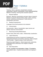 UGC NET Paper 1 Syllabus