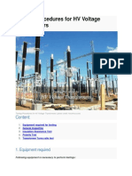 Testing Procedures For HV Voltage Transformers