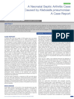 A Neonatal Septic Arthritis Case Caused by Klebsiella Pneumoniae - A Case Report