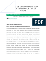 Modelo de Queja o Denuncia Administrativa Contra Un Fiscal