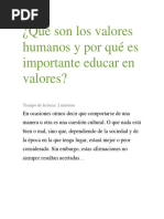 Qué Son Los Valores Humanos y Por Qué Es Importante Educar en Valores