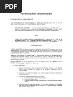 Memorandum of Agreement