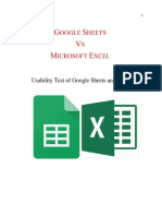 Usability Test of Google Sheets and Excel