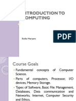 Introduction To Computing: Sadia Maryam