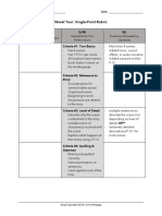 Single Point Rubric Template 1