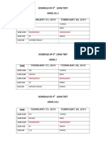 Schedule of 4 Long Test: Time FEBRRUARY 27, 2019 FEBRRUARY 28, 2019