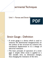 Experimental Techniques: Unit I - Forces and Strain Measurement