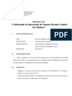 Proyecto de Celebración Del Aniversario de Chiclayo