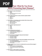 Pre-Test: What Do You Know About Preventing Heart Disease?