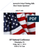 AP National Conference: "Teaching Historical & Critical Thinking Skills Using Short Answer Questions"