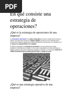 En Qué Consiste Una Estrategia de Operaciones