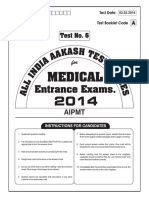 AIATS Medical-2014 - Test-6 (Code-A) 02-02-2014 PDF