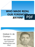 Who Made Rizal Our Foremost Bayani