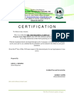 Certification: Republic of The Philippines (Formerly: Data Base Technology Computer School)