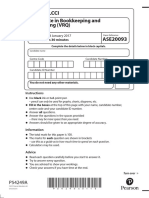 LCCI L2 Bookkeeping and Accounting ASE20093 Jan 2017