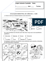 Avaliação 2º Ano Ciências I UDB