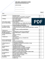 Suicide Risk Assessment Form: (Adapted From Becks Suicidal Intent Scale)