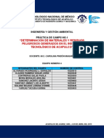 Práctica No.1 - Determinación de Materiales y Residuos Peligrosos Del Instituto Tecnológico de Acapulco