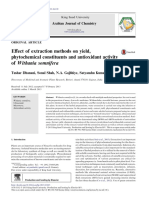 Effect of Extraction Methods On Yield, Phytochemical Constituents and Antioxidant Activity of Withania Somnifera