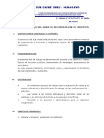 Plan de Trabajo Del Area de Recuperacion de Creditos